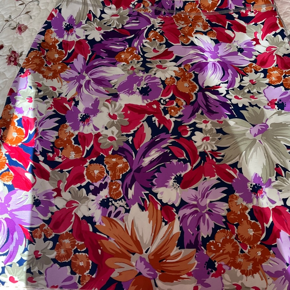 Vibrant Floral Mini Skirt - Purple and Orange